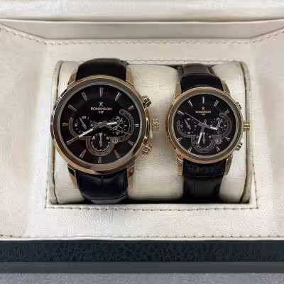 ساعت ست رومانسون بند چرمی