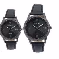 ست ساعت مچی عقربه ای زنانه و مردانه دسته چرم