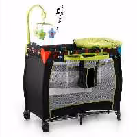 تخت و پارك كودك مدل Cross Black كد hauck 607534