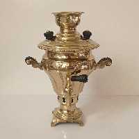 سماور برنجی زغالی کوچک یک لیتری نانو شده