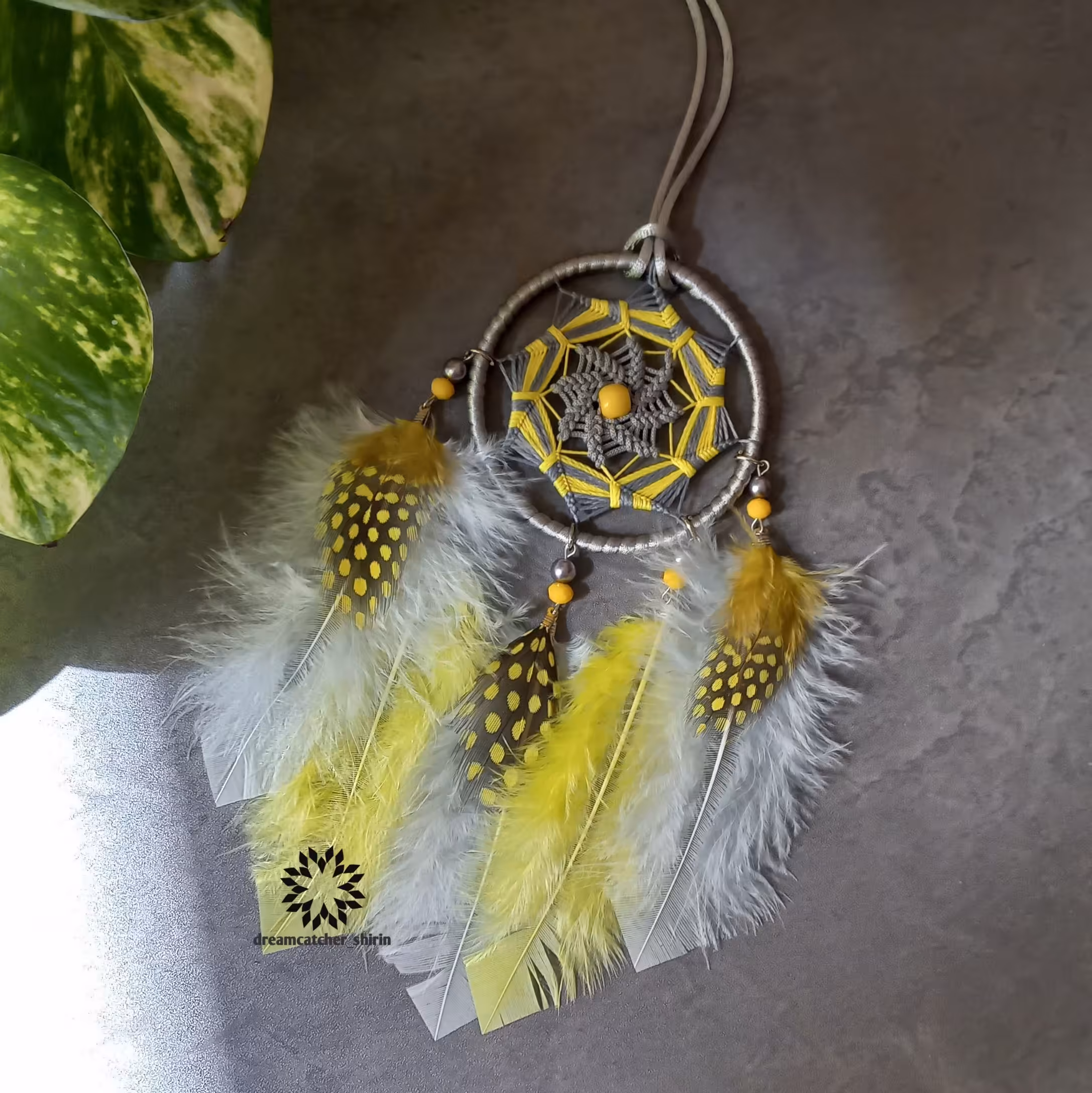 دریم کچر آویز ماشین طوسی زرد