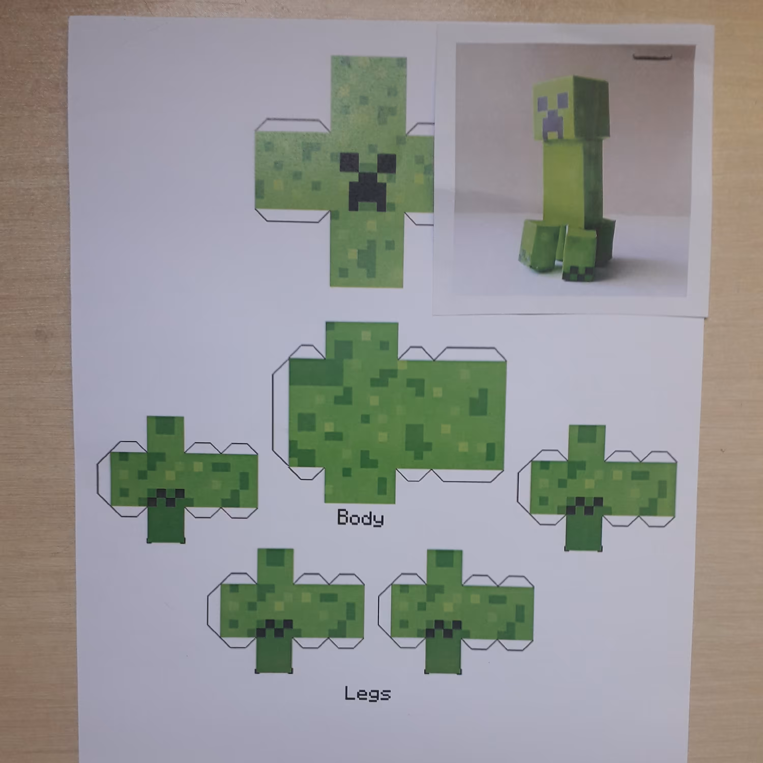 الگوی مقوایی شخصیت های ماین کرافت. کریپر.Minecraft models. Creeper