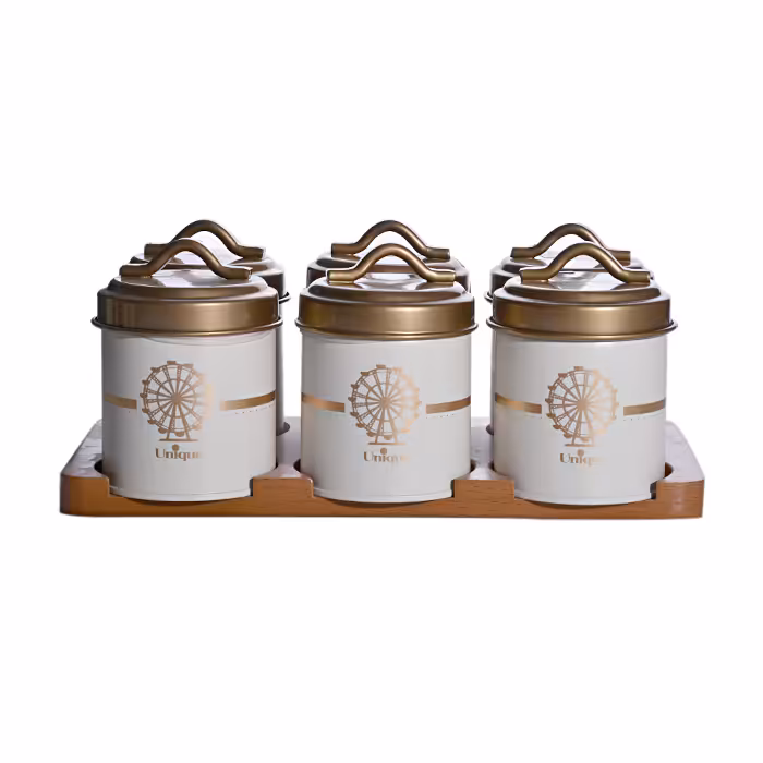 ست جای ادویه درب طلا طرح چرخ و فلک یونیک کد 8097