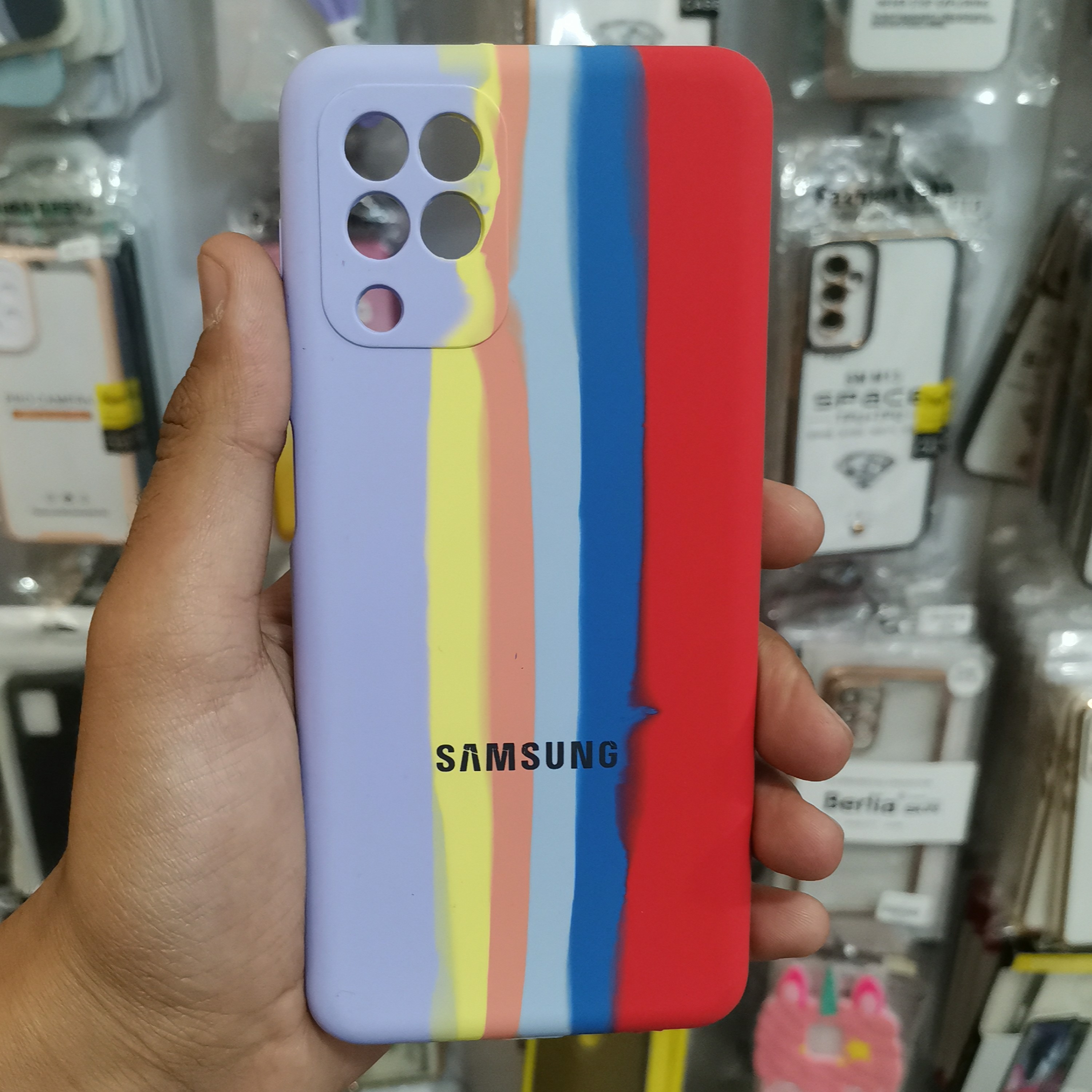 گارد سیلیکونی اصلی رنگین کمانی بنفش مناسب برای a22 4g و m32