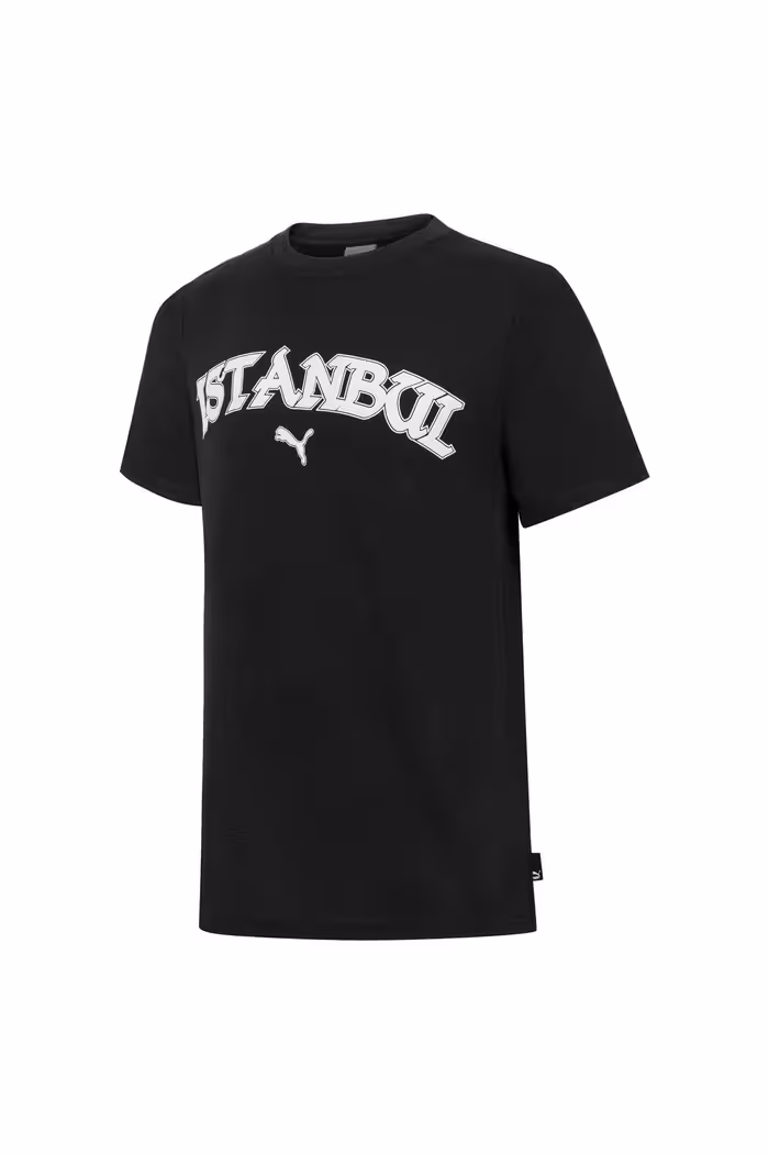 تی شرت ورزشی مشکی مردانه و زنانه مجموعه استانبول گرافیک T اورجینال Puma