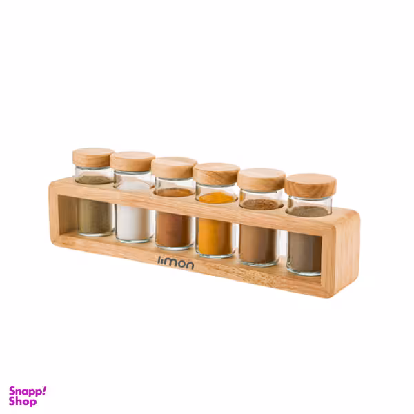 ست جای ادویه چوبی لیمون کد L6 مجموعه 6 پارچه