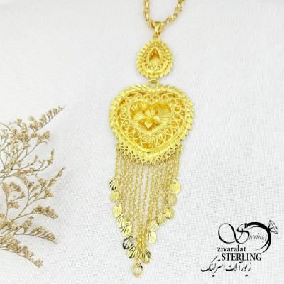 پلاک قلب مجلسی آویز دار طرح طلا کد 14740
