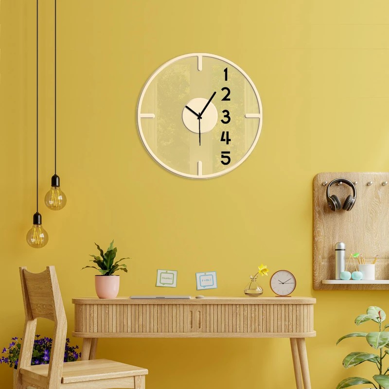 ساعت دیواری فانتزی ساعت دیواری چوبی ساعت دیواری گرد کد S152 