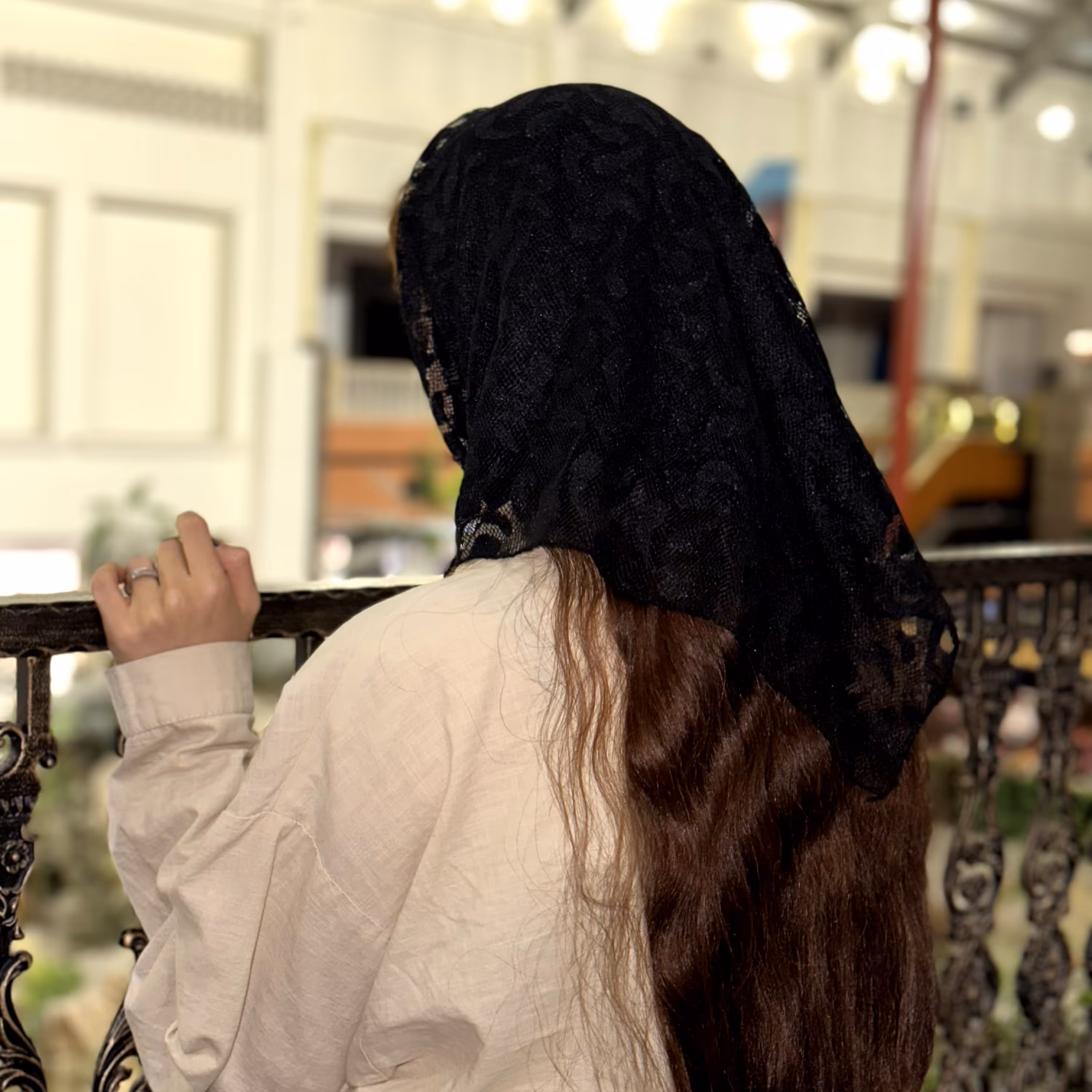 مینی اسکارف مشکی تور مخملی