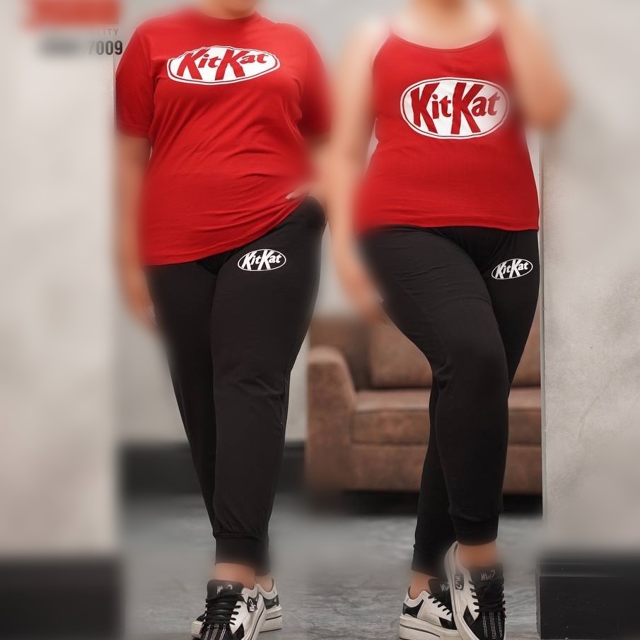 ست سه تیکه تاپ و تیشرت و شلوار بیگ سایز نخ پنبه سایز 44 تا 50