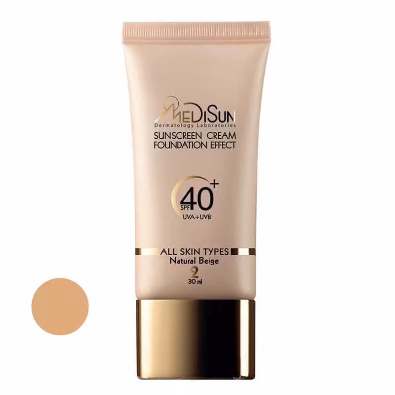 کرم ضد آفتاب رنگی مدیسان SPF40 شماره 2 مناسب انواع پوست حجم 30 میلی لیتر