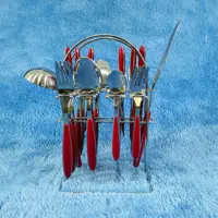 سرویس قاشق چنگال 33 پارچه استند دار گیلدا قرمز