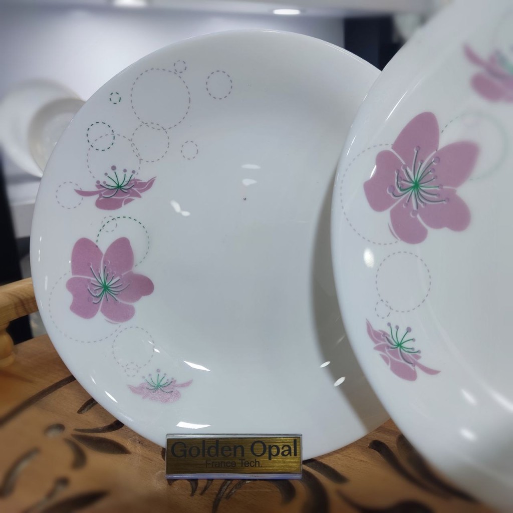 سرویس غذاخوری آرکوپال 6 نفره ولار گلدن اپال طرح ایکومی صورتی