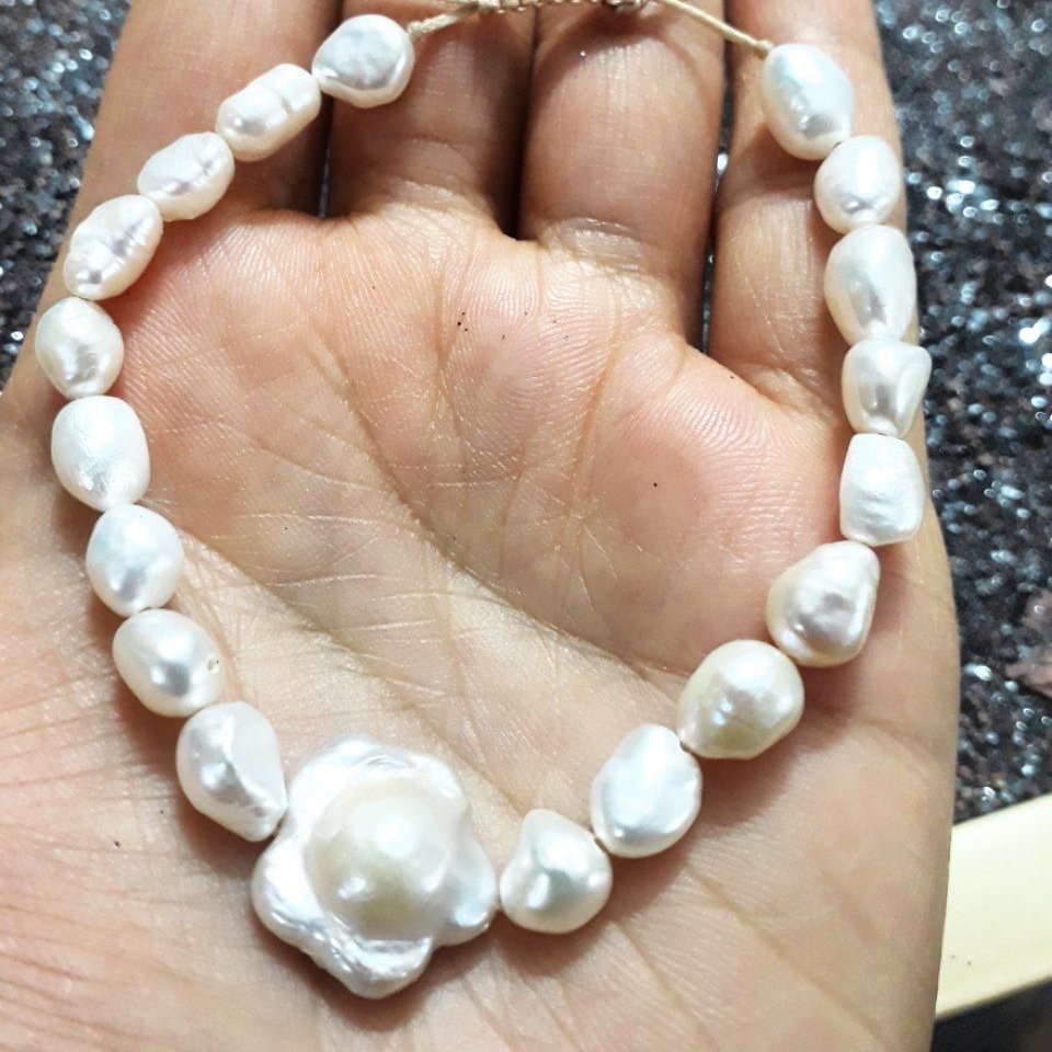 دستبند فری سایز مروارید طبیعی پرورشی باروک کد195 E همراه با ارسال رایگان