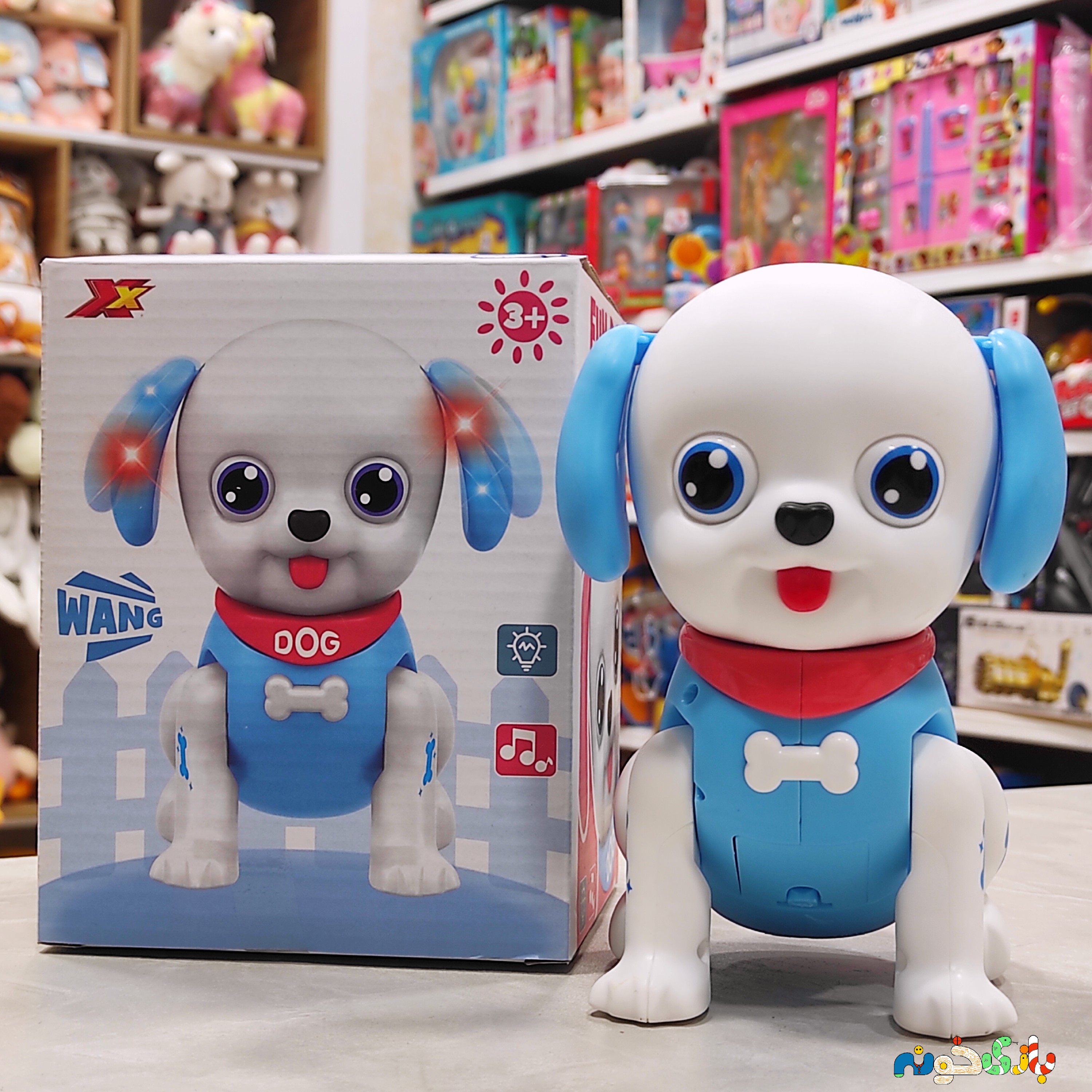 اسباب بازی سگ باطری خور چراغ دار موزیکال و راه رونده وارداتی ارتفاع 14سانت