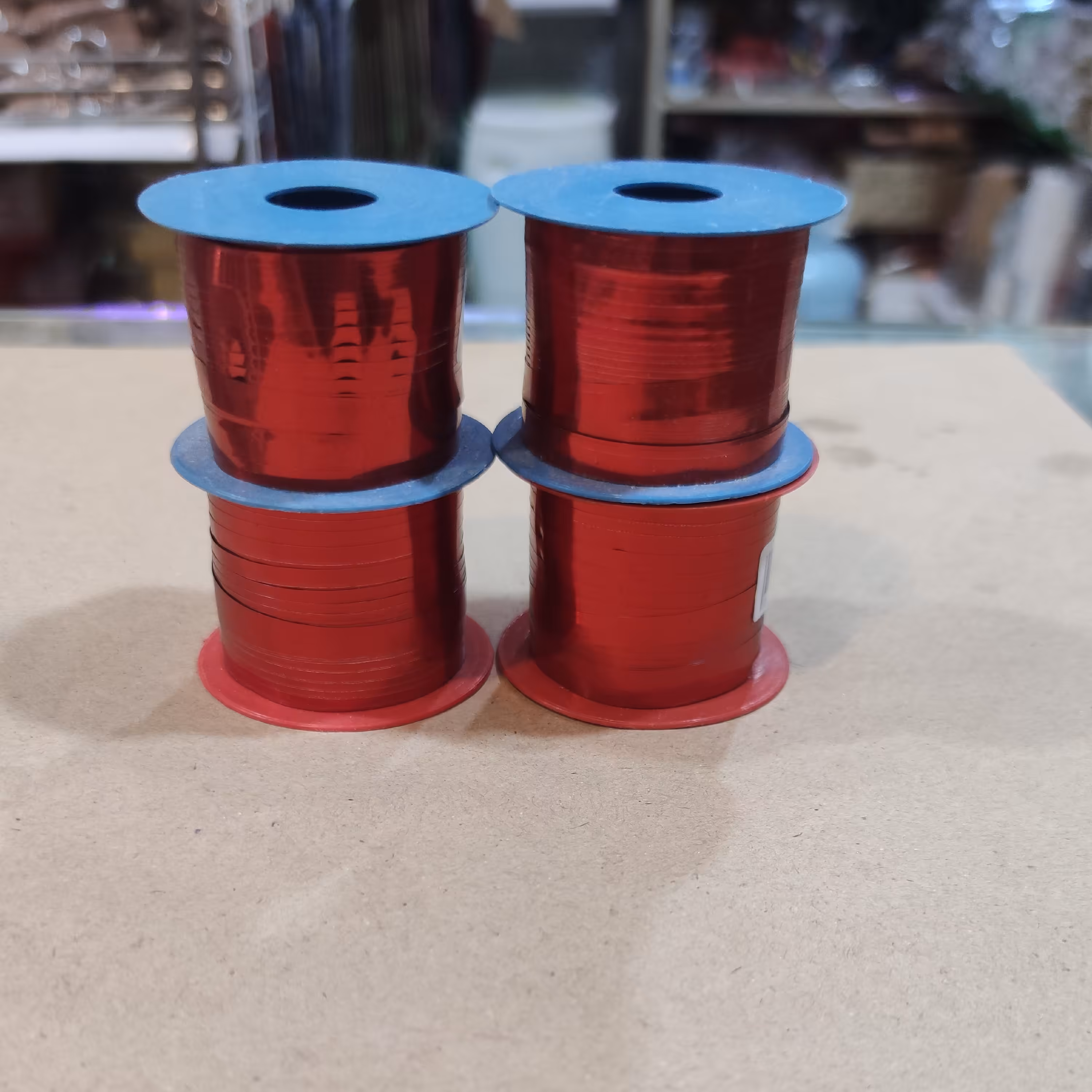 روبان متالایز بادکنک رنگ قرمز( 50یاردی)