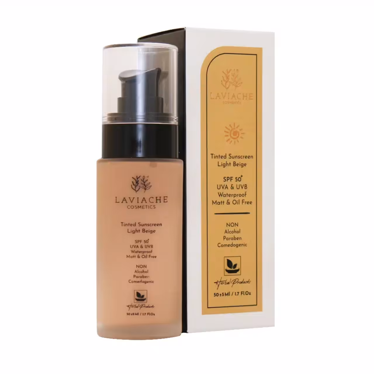 کرم ضد آفتاب رنگی spf50 لاویاچه مدل بژ روشن ضد آب مناسب انواع پوست حجم 50 میل