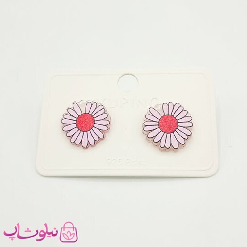 گوشواره دخترانه ژوپینگ مدل گل صورتی کد 649