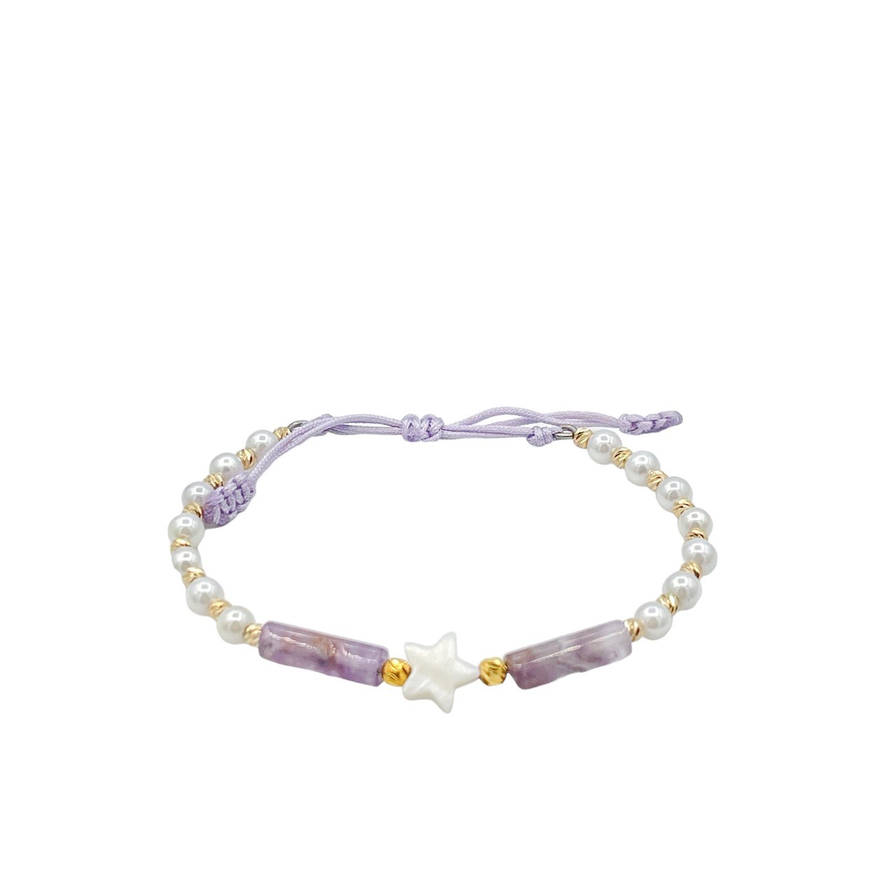 دستبند طلای 18 عیار تلفیقی سنگ و مروارید بند پارچه ای کد DP72