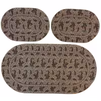 رومیزی سرویس ترمه ابریشم  کد TRSETE35  نفیس  رنگ نقره ای سبز  آستر کرم