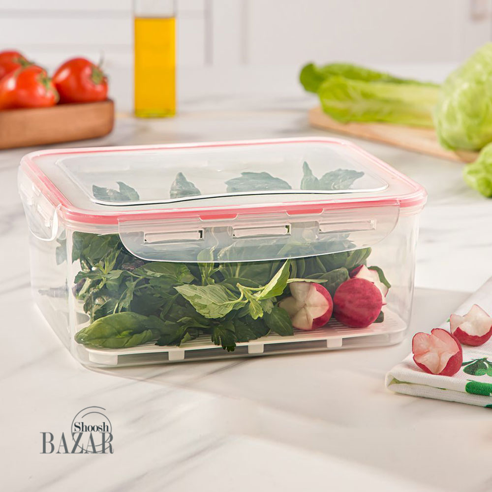 باکس سبزیجات مستطیل چهار قفل 4.5 لیتر لیمون کد 71435