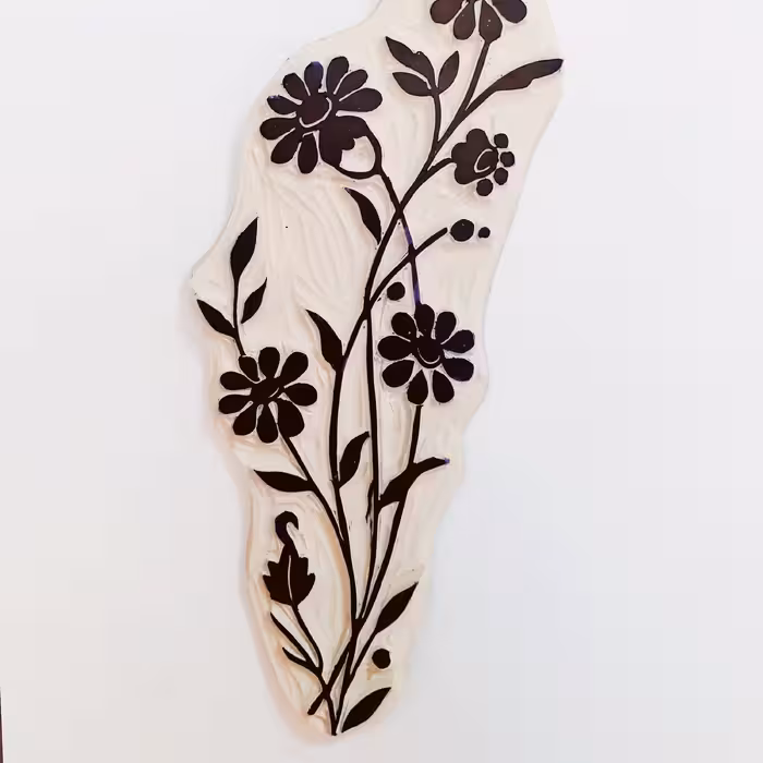 مهر دستساز لینولئوم ...شاخه گل زیبا مناسب چاپ کاغذ و دفتر و زیباتر کردن بسته بندی شما