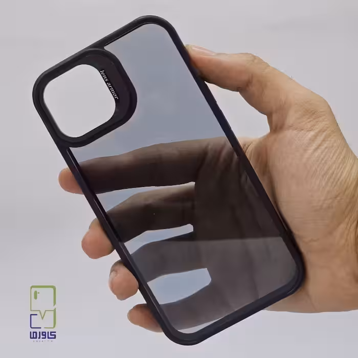 قاب شفاف آیفون 15 پرو مکس | مقاوم و مشکی با محافظ لنز