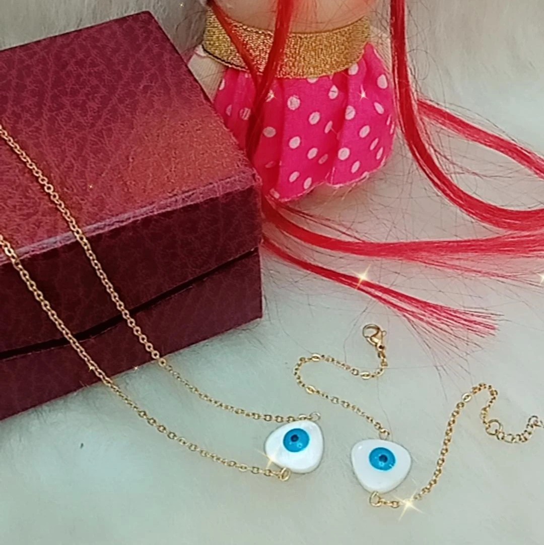 گردنبند و دستبند چشم نظر ( استیل رنگ ثابت)