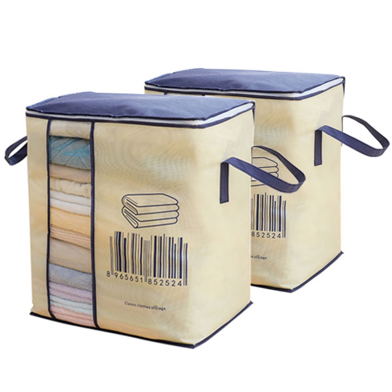 بقچه لباس زیپ دار طرح بارکد بسته 2 عددی