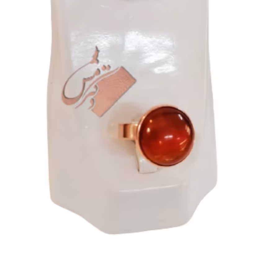 انگشتر مسی وسنگ عقیق قهوه ای