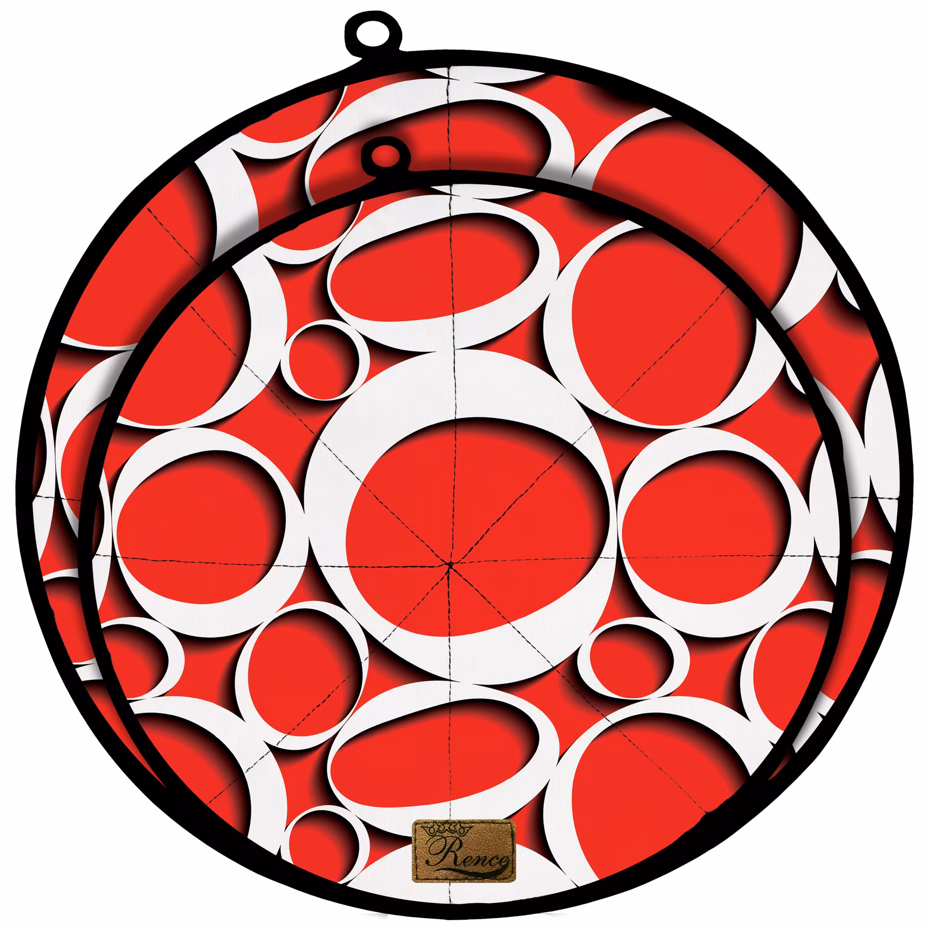 دمکنی ست دو تکه پارچه ای مخمل دو رو چاپ طرح دایره قرمز سایز 25 و 30 مدل B1-1009 شرکت رنس