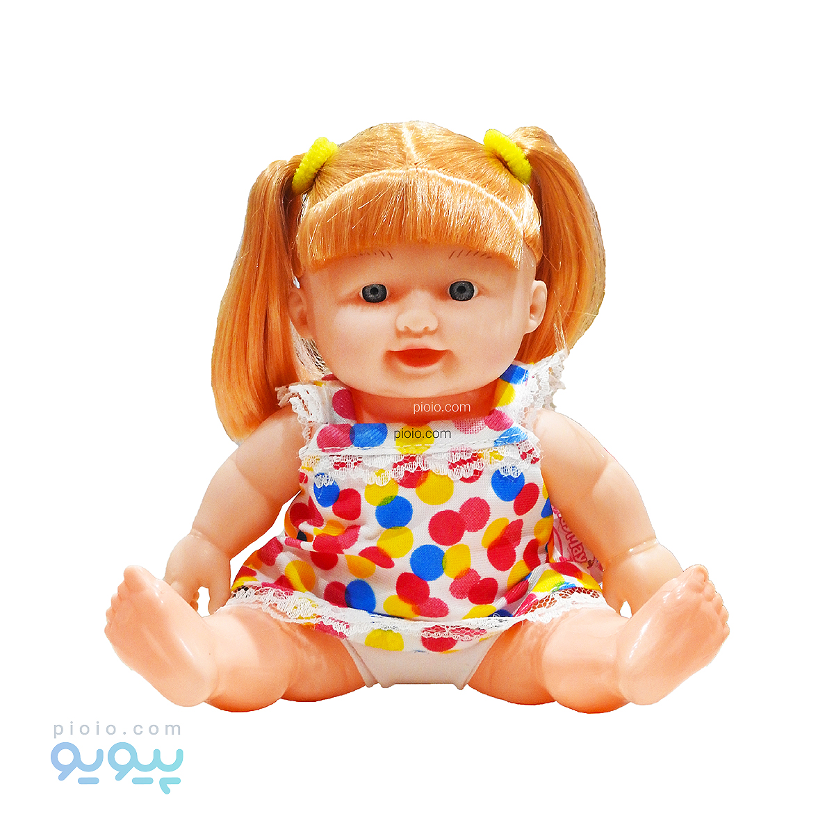 عروسک دختر مو طلایی پیراهن توپ توپی