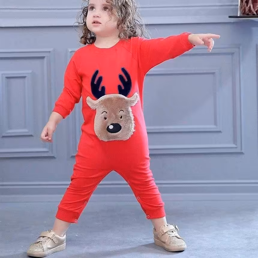 سرهمی بچه گانه  طرح گوزن تک رنگ قرمز 