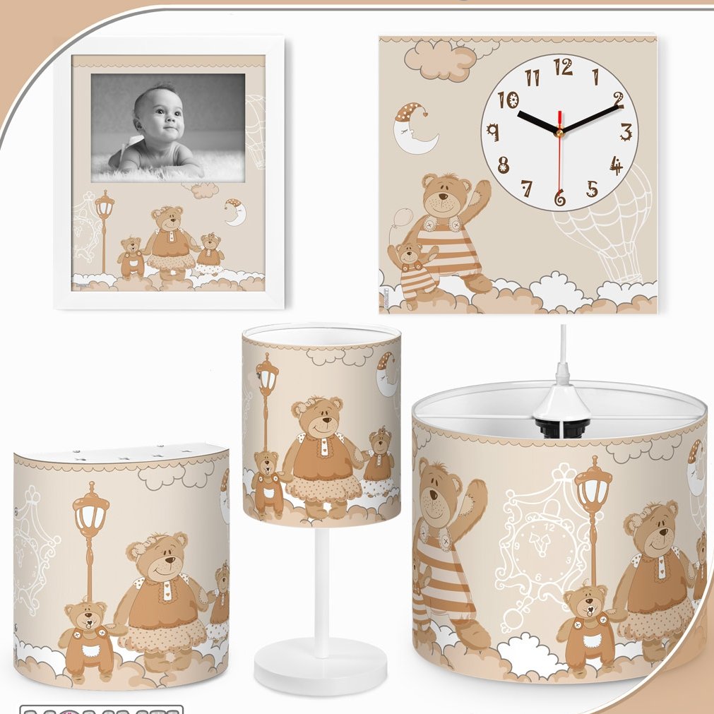 ست لوستر 5 تیکه اتاق کودک طرح خرس خانواده کد 2353