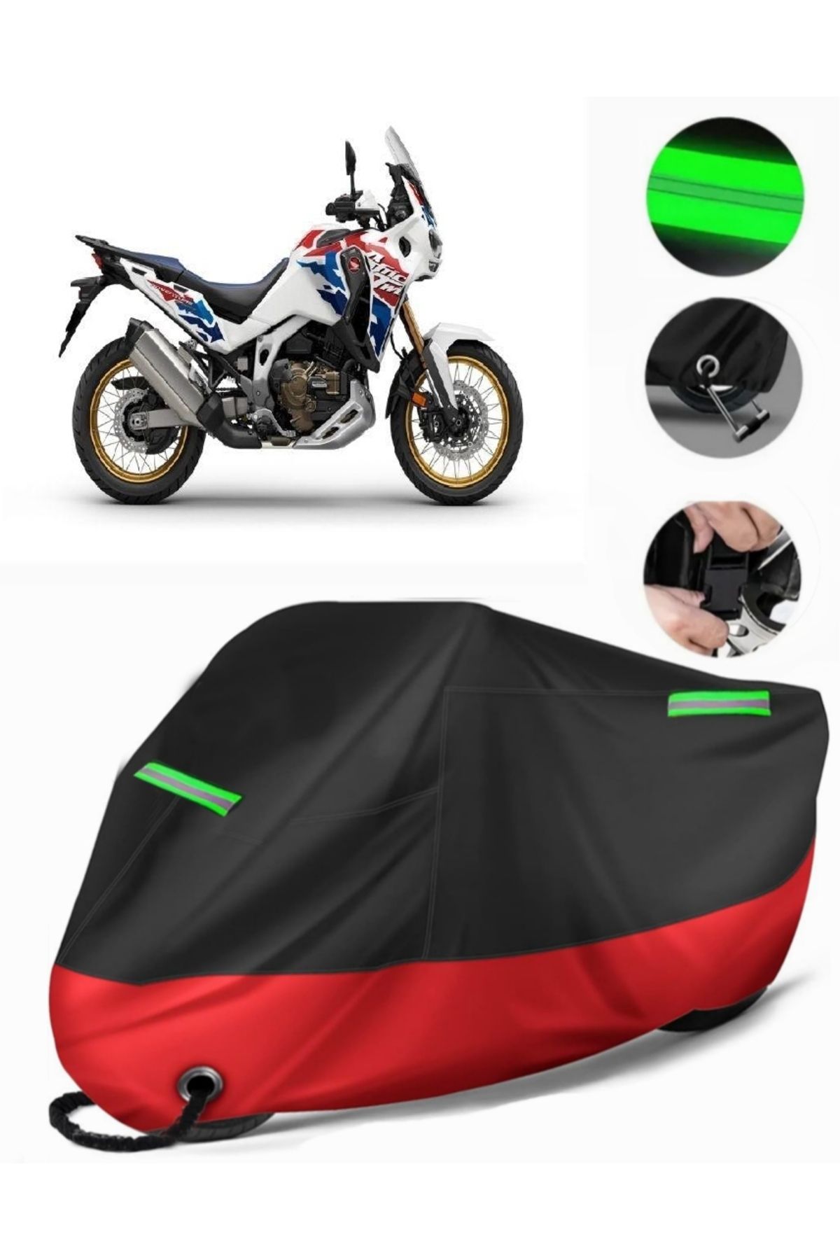 چادر موتورسیکلت قرمز HONDA CRF1100L آفریقا دوقلوهای ماجراجویی ورزش سازگار با حرکات حرکتی قفل MotoEn