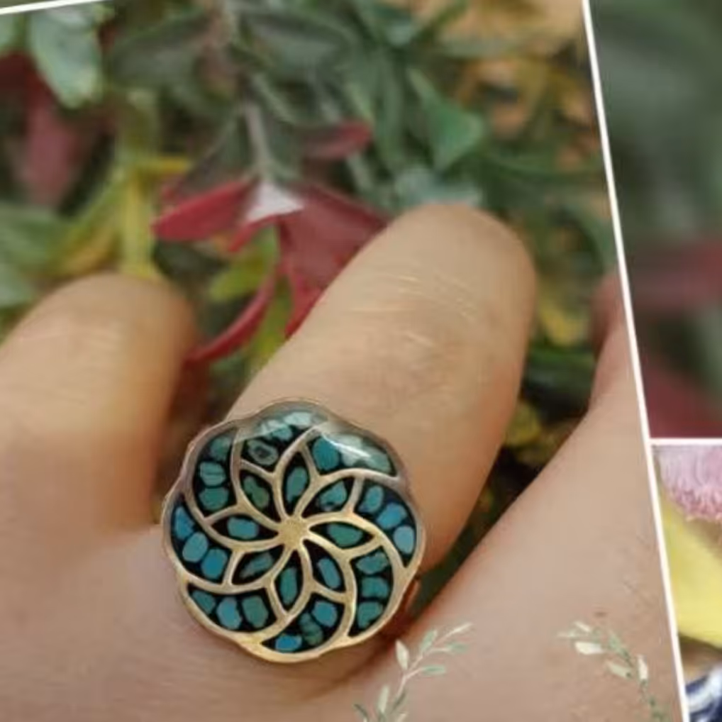 انگشتر مسی فیروزه نیشابور 