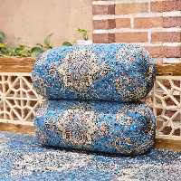 بالشت گرد ترمه  طرح الماس رنگ آبی (یک جفت)