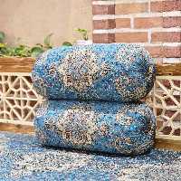 بالشت گرد ترمه  طرح الماس رنگ آبی (یک جفت)