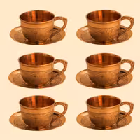 ست 6 پارچه فنجان و نعلبکی برنجی مدل ارکیده 3021
