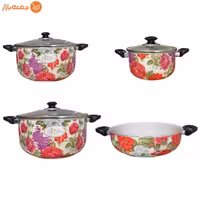 سرویس قابلمه گرانیتی هفت پارچه جی ان جی گلدار گرد