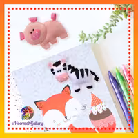 آویز کیف مگنت جاسوئیچی نمدی طرح خوک و گورخر (جفت)