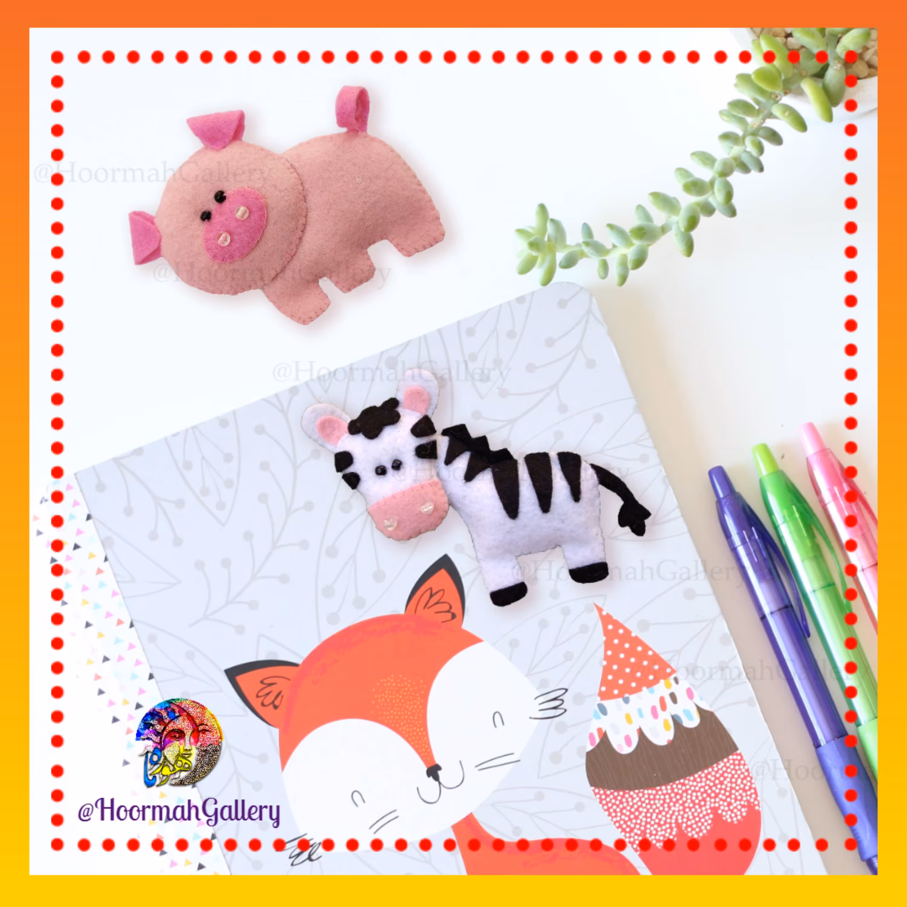 آویز کیف مگنت جاسوئیچی نمدی طرح خوک و گورخر (جفت)