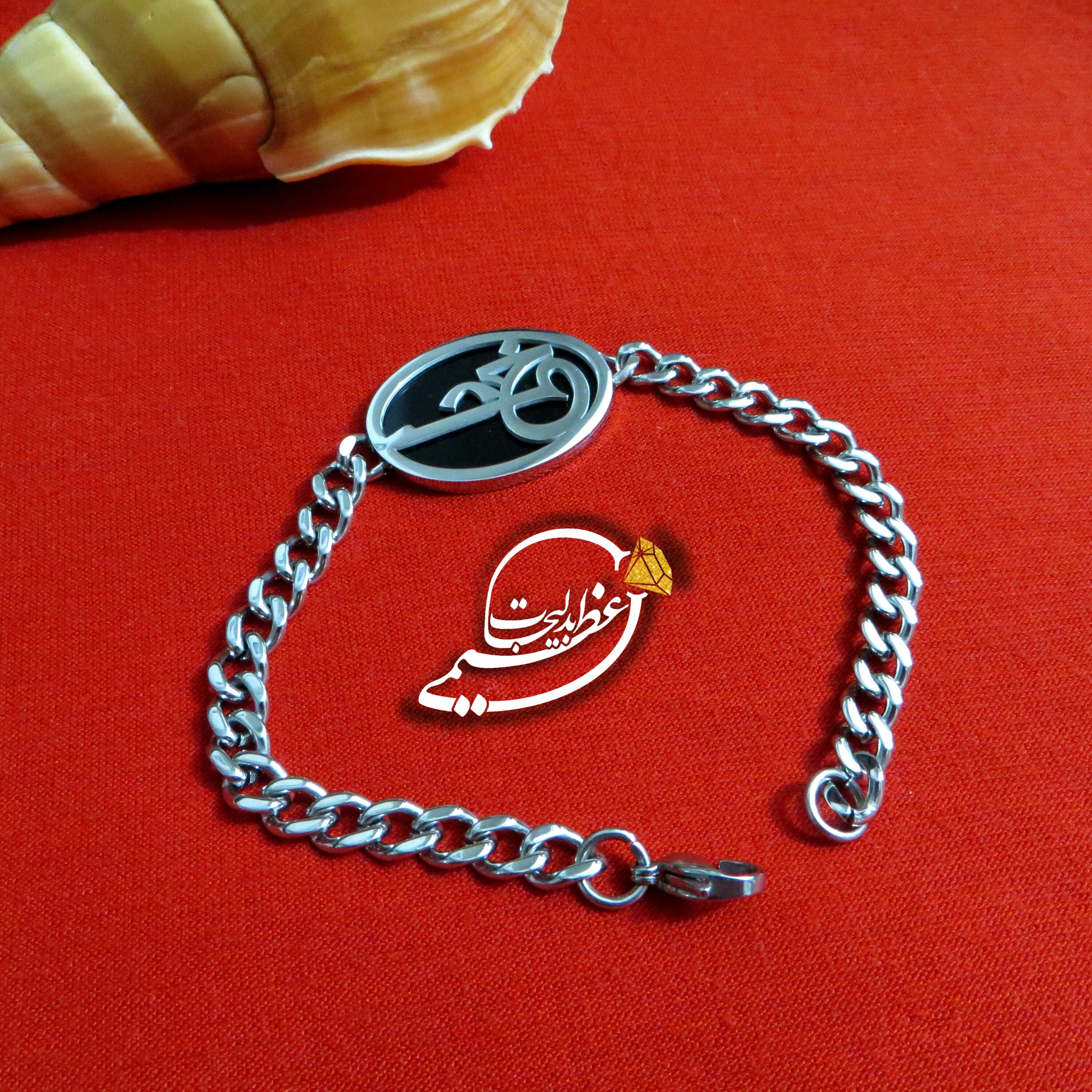 دستبند کارتیر نقره ای استیل رنگ ثابت درجه یک با پلاک خدا با کیفیت بسیار بالا 2