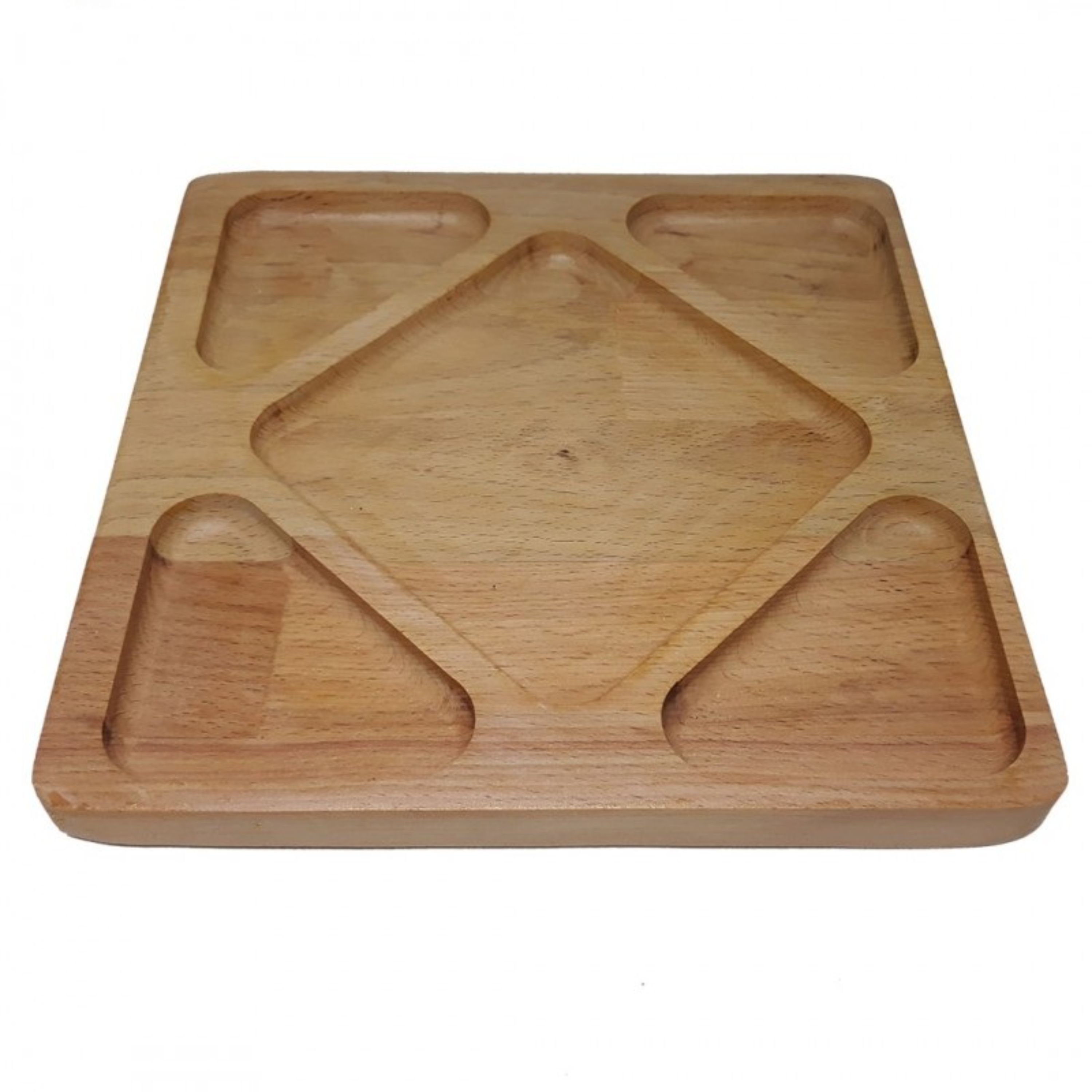 ظرف پذیرایی پنج خانه چوبی مربع با لایه روکش محافظ نانو