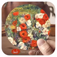 زیرلیوانی طرح باغ شقایق مجموعه 6 عددی- جنس ام در اف