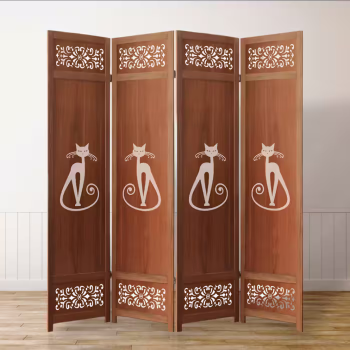 پارتیشن مدل لیزری گردویی طرح گربه عرض 45