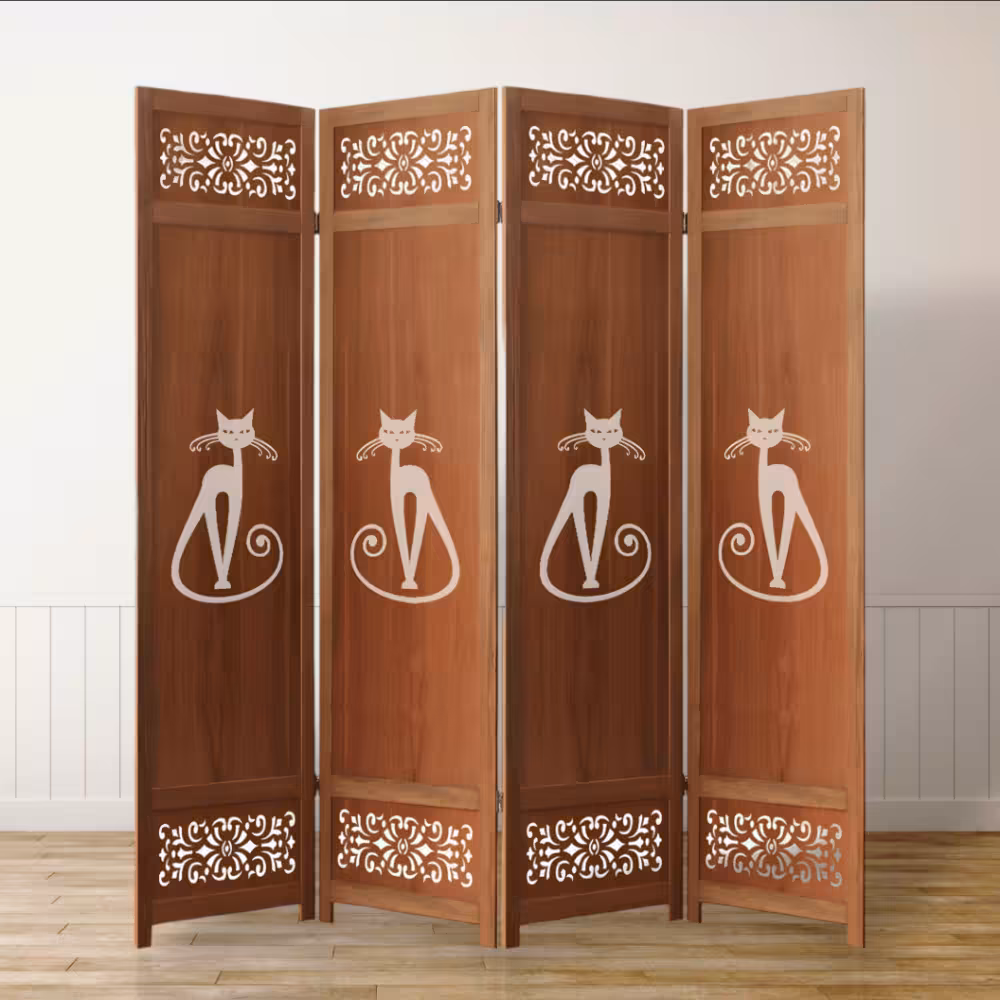 پارتیشن مدل لیزری گردویی طرح گربه عرض 45