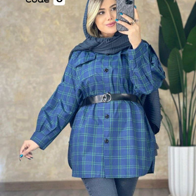 مانتو اسپرت زنانه داکرون مدل چهارخونه کمربند