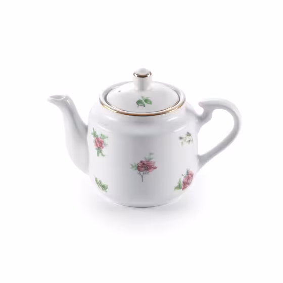 قوری چینی کوچک استوانه زرین مدل بیدگل درجه عالی