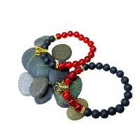 ست دستبند سنگ اونیکس و هولیت مدل تاج